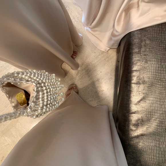 Fame and Partners Max Champagne Silk/Satin Draped gown - Picture 4 of 4